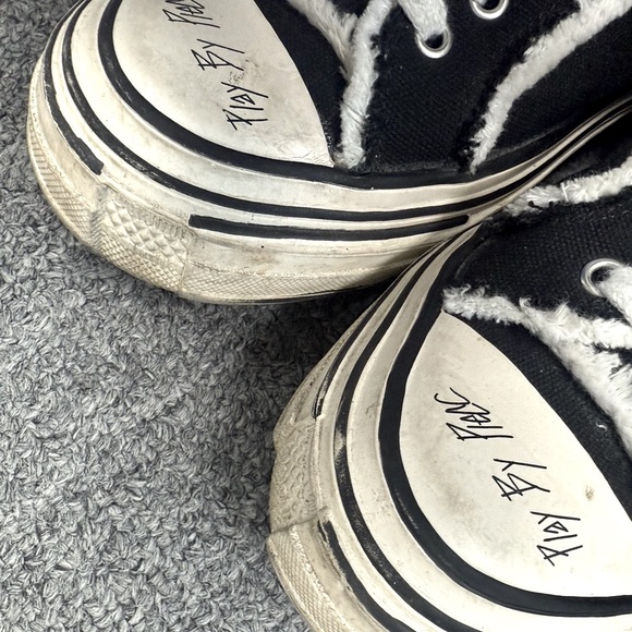 GOP Lows Distresse Sneakers Patchwork Platform Low 'Black White' M7/W8.5 - Picture 5 of 8